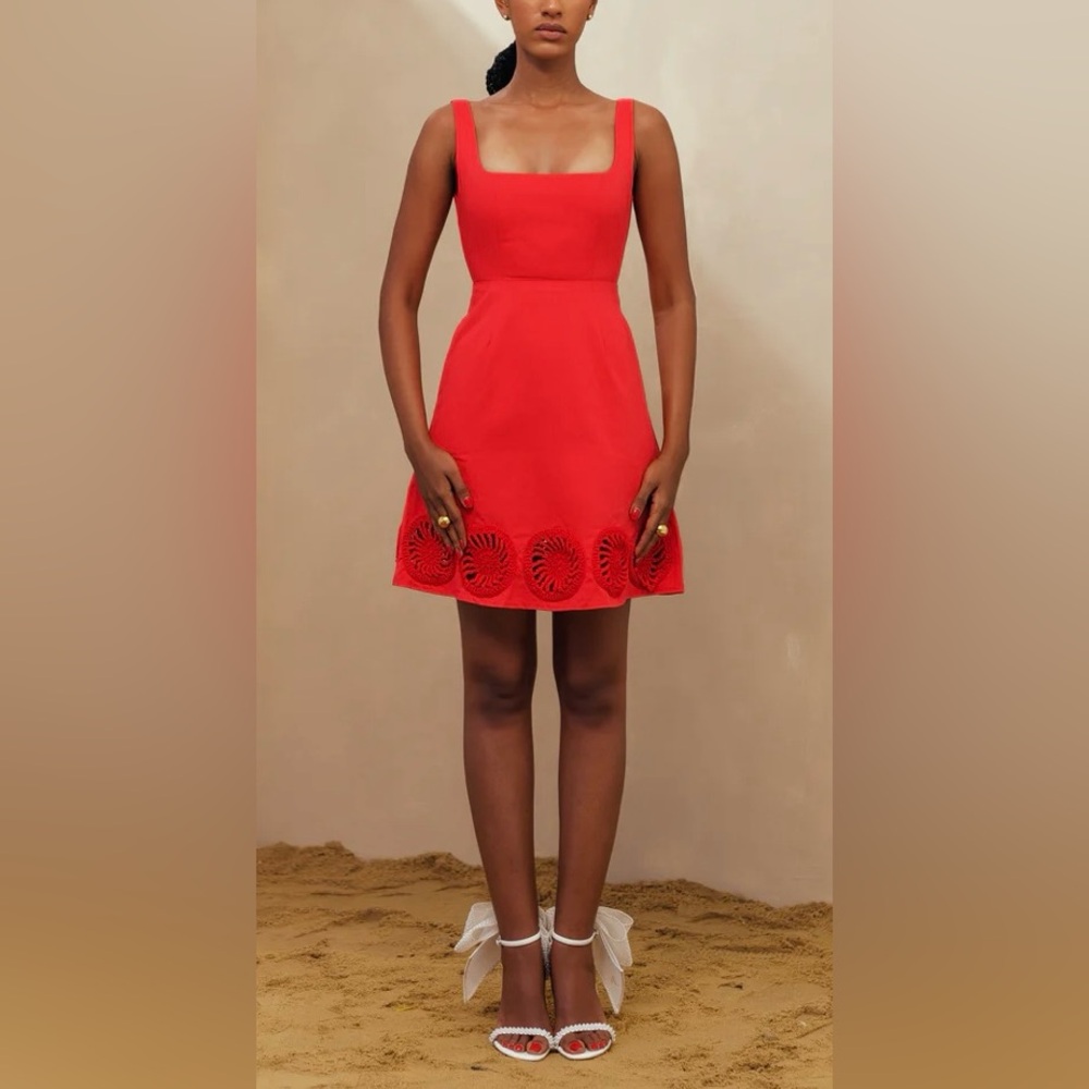 Elexiay Kogi Crochet Embellished A-Line Minidress red NWOT